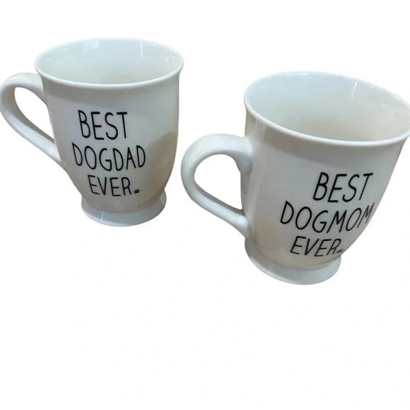Mud Pie Other - Mud Pie White & Black Pair of Best Dog Mom Ever & Best Dog Dad Ever Coffee Mugs